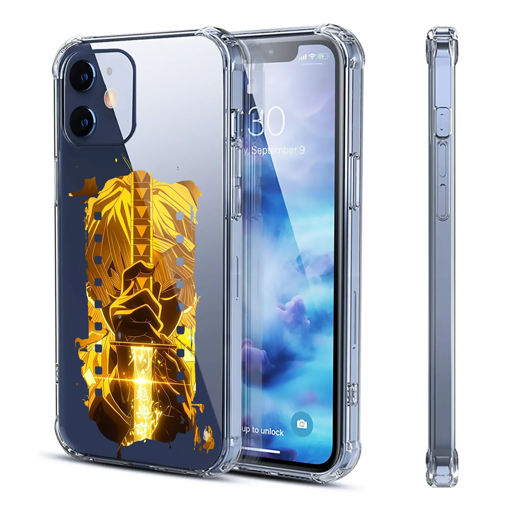 鬼滅の刃 グッズ,我妻 善逸 - IPhone 12シリーズ対応 ・ 透明スマホケース ・ クリアソフトケース ・ TPU素材 ・ 耐衝撃 ・ 高密着 ・ 防汚 防指紋 ・ 簡単着脱